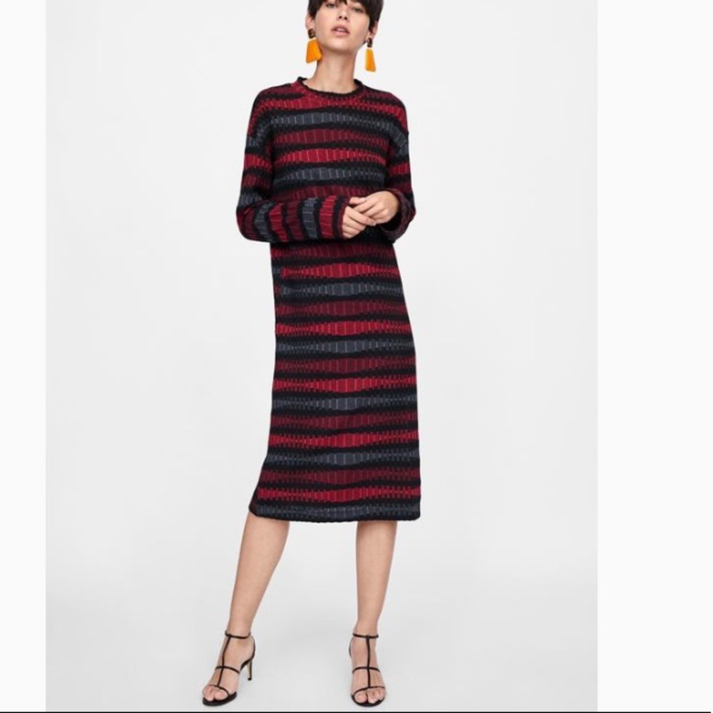 Zara Multicolored Jacquard Dress - Picture 2 of 8